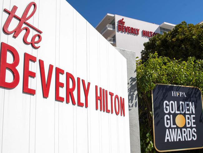 While mainly a virtual affair, part of the Golden Globes will still be filmed at its usual home at LA’s Beverly Hilton Hotel. Picture: AFP