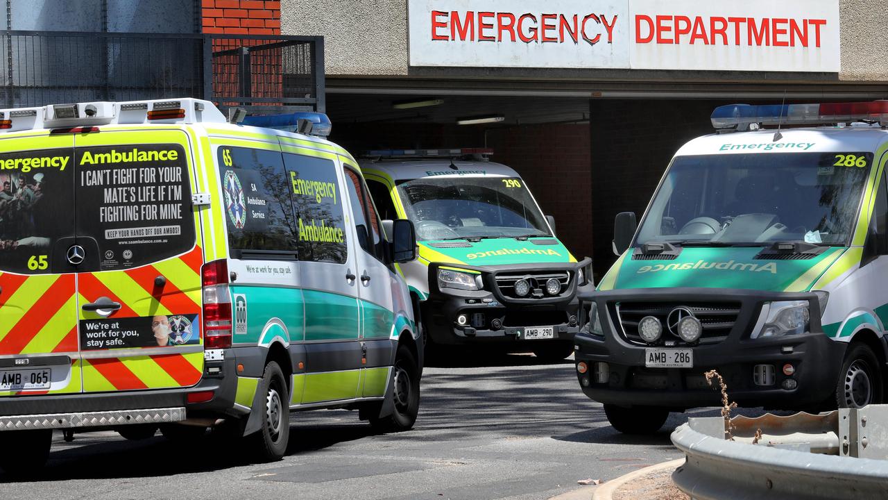 Ambulances ramp at the QEH. Picture: NCA NewsWire / Dean Martin