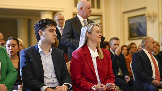Nathan Albanese and Ms Haydon during the swearing-in ceremony at Government House, Canberra. Picture: NewsWire / Martin Ollman