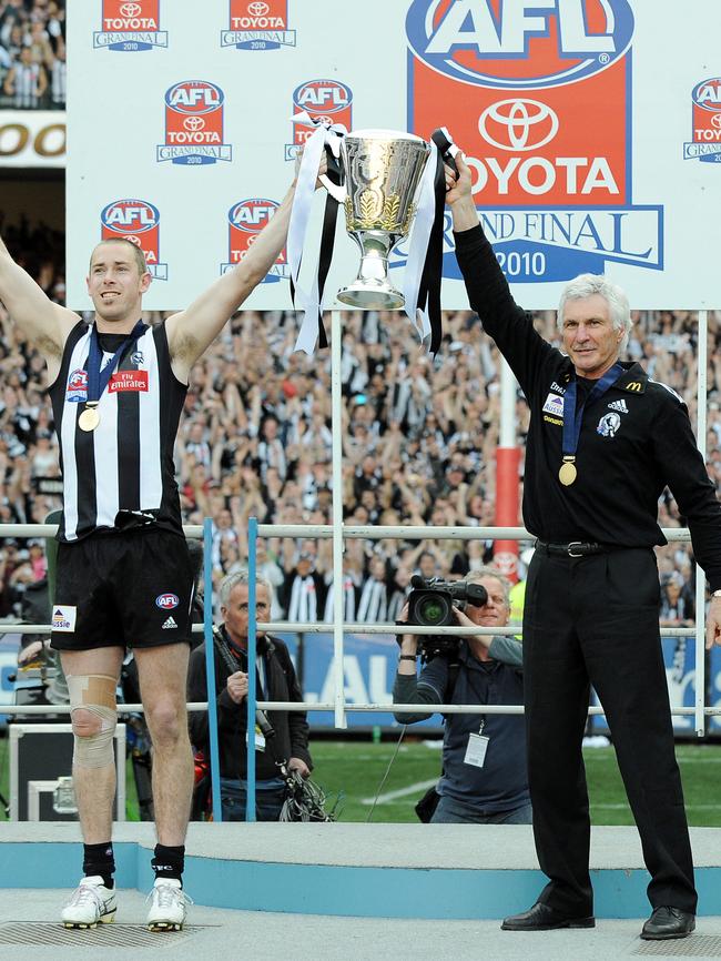 Nick Maxwell and Mick Malthouse claim the 2010 Premiership