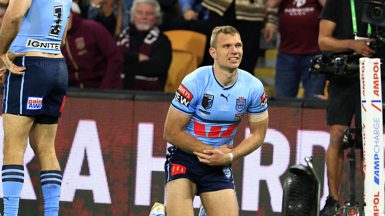 Tom Trbojevic injured during Game 2 of the State of Origin 2023, Queensland V NSW at Suncorp Stadium in Brisbane. Pics Adam Head