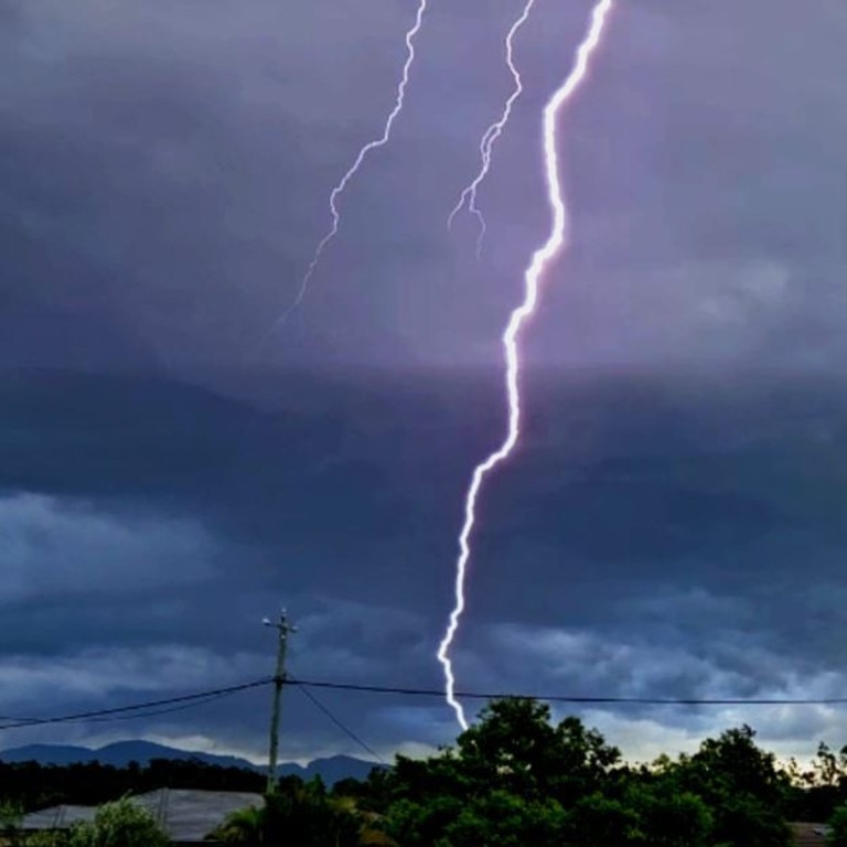 Lightning over Aratula where small hail was also reported. Picture: Jill Haynes