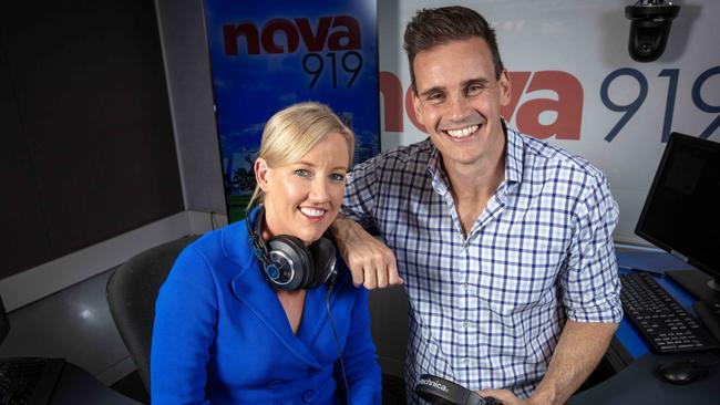 Jodie Oddy and Andrew Hayes for Nova 919 breakfast. Picture: Emma Brasier