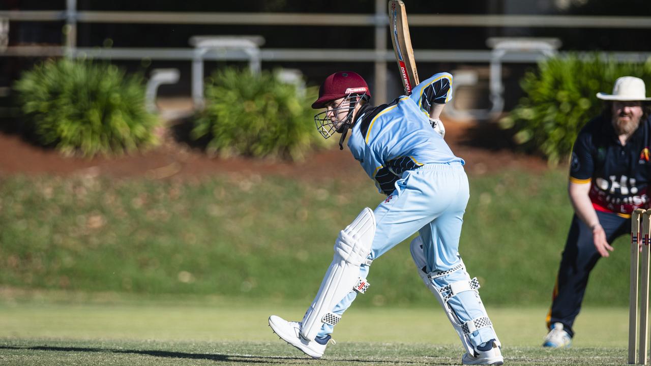 Conor Ward bats for Western Districts Warriors against Metropolitan-Easts White in round 3 B-grade One Day Toowoomba Cricket at Harristown State High School oval, Saturday, October 19, 2024. Picture: Kevin Farmer