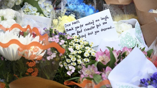 A memorial of flowers and notes is growing at the site. Picture: Fatih Aktas/Anadolu via Getty