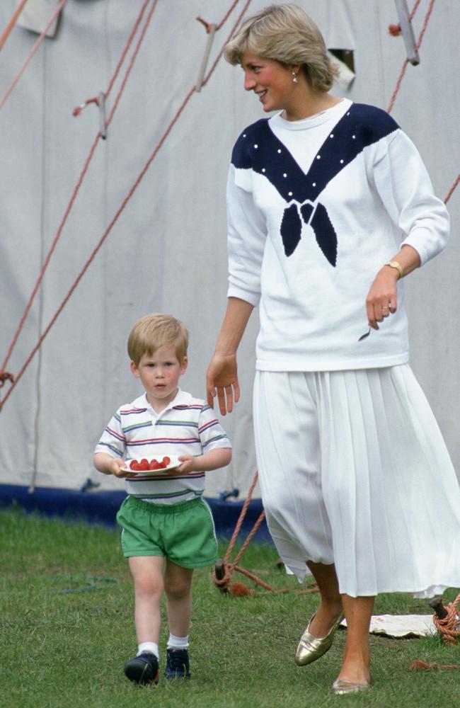 A little Harry with his mum. Picture: Getty