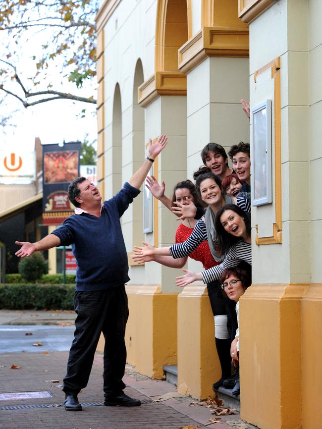 Urban Myth artistic director Glen Hayden with some of the company's performers when they moved into the Goodwood Institute in 2012.