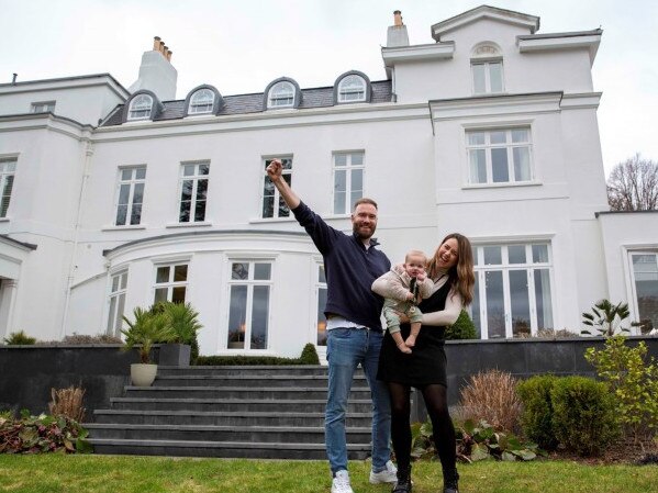 Becca and Ben Pott with their daughter, Ava, have won a new home.Picture: JamPress/Omaze via Post