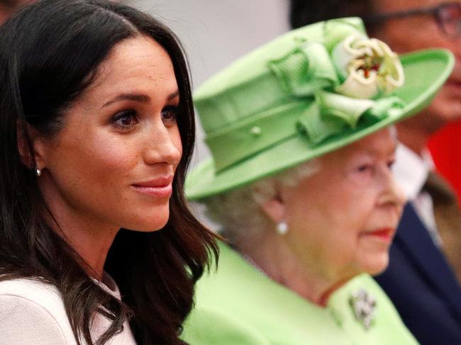 CHESTER, ENGLAND - JUNE 14:  Queen Elizabeth II and Meghan, Duchess of Sussex visits the Storyhouse on June 14, 2018 in Chester, England. Meghan Markle married Prince Harry last month to become The Duchess of Sussex and this is her first engagement with the Queen. During the visit the pair will open a road bridge in Widnes and visit The Storyhouse and Town Hall in Chester.  (Photo by Phil Noble - WPA Pool/Getty Images)