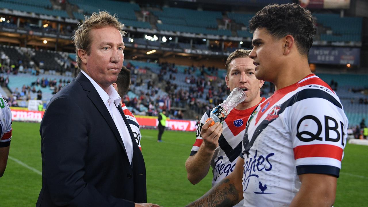 Trent Robinson and Mitchell spent a number of years working together, which is why the coach is confident the star fullback won’t be lost to the game. Picture: AAP Image/Dan Himbrechts