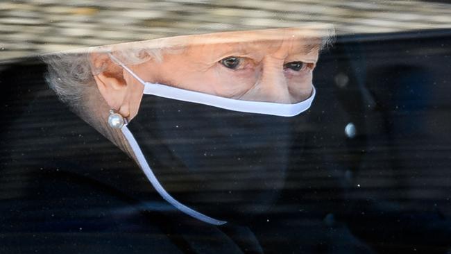 The Queen pictured during the funeral procession. Picture: Leon Neal/AFP