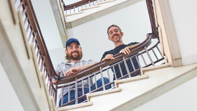 Rich listers Mike Cannon-Brookes and and fellow Atlassian founder Scott Farquhar pictured together in their Sydney HQ