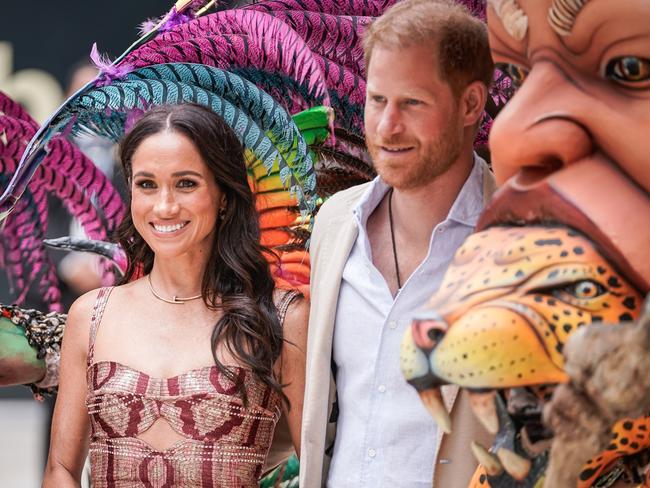 Meghan and Harry pose for a photo at Centro Nacional de las Artes Delia Zapata during a visit to Colombia on August 15, 2024 in Bogota, Colombia. Picture: Diego Cuevas/Getty Images