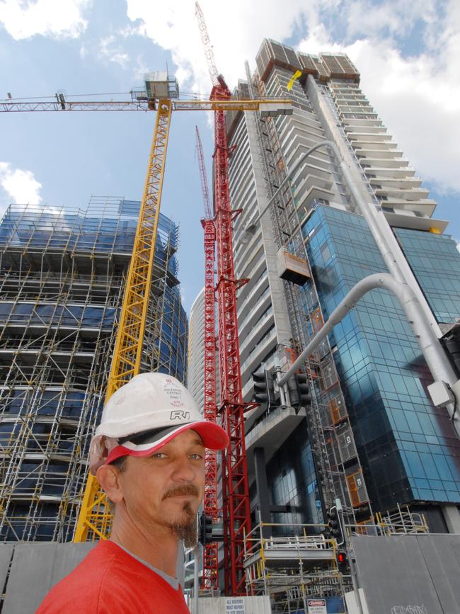 Tiler on the Southport Central building site Russell Johnson packs up his tools, leaving the site after receivers were appointed in 2008.