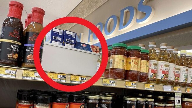 A store shelf sits empty where bottles of Huy Fong Foods Sriracha sauce are usually displayed. Picture: Justin Sullivan/Getty Images/AFP