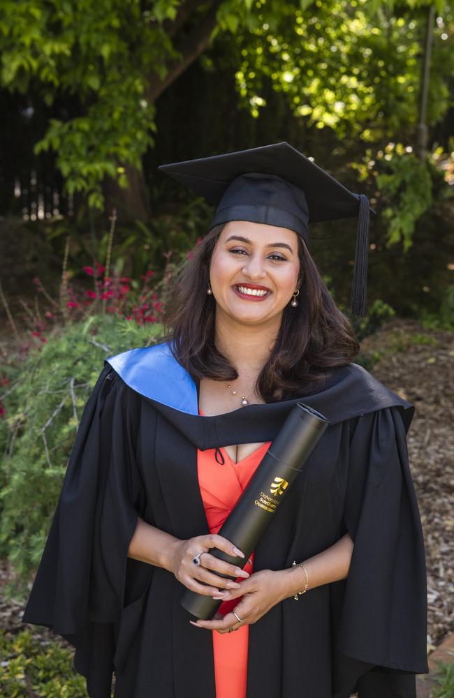 Graduating with a Bachelor of Nursing is Pritisha Adhikari at a UniSQ graduation ceremony at Empire Theatres, Tuesday, October 31, 2023. Picture: Kevin Farmer