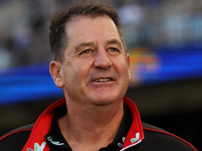 PERTH, AUSTRALIA - JULY 02: Ross Lyon, Senior Coach of the Saints looks on during the 2023 AFL Round 16 match between the West Coast Eagles and the St Kilda Saints at Optus Stadium on July 2, 2023 in Perth, Australia. (Photo by Will Russell/AFL Photos via Getty Images)