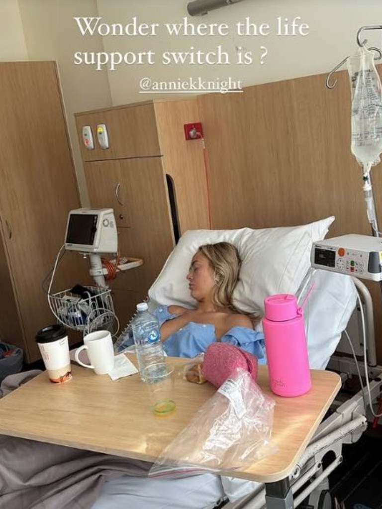 Doctors are still not sure why she’s been so unwell, but found her bowel was attached to her uterus, which could explain her irregular periods. Picture: Instagram/Henry Brayshaw