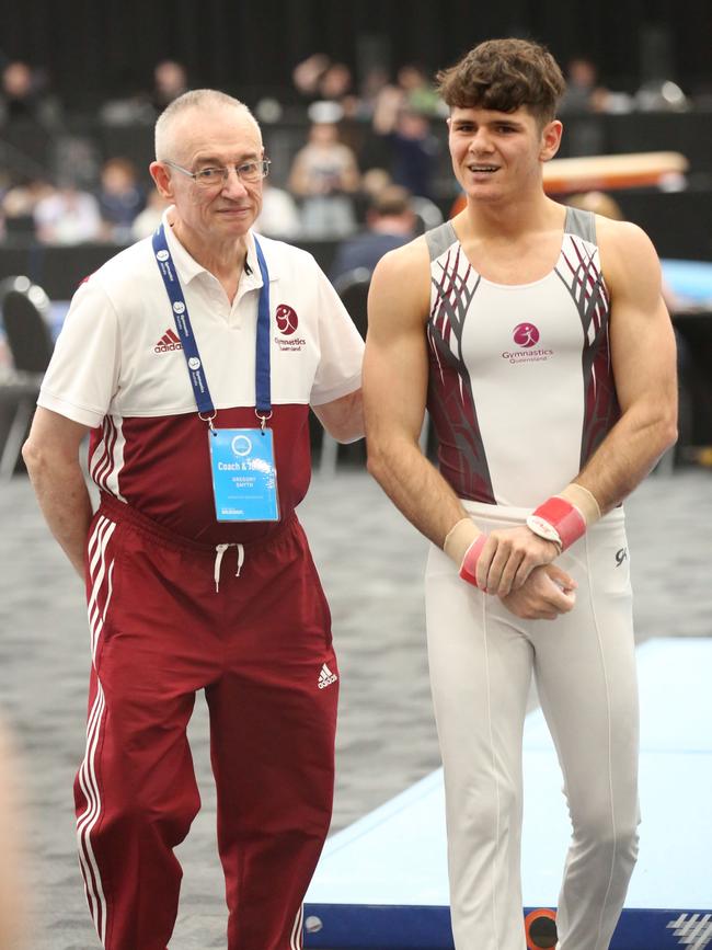 Coach Greg Smyth and Lyam Chandler from Cooroy. Picture Winkipop Media