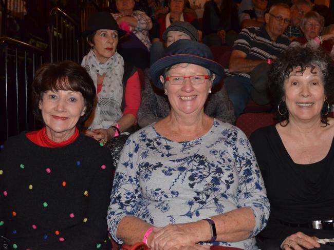 (From left) Margaret Goesen from Warwick, Ric Duguid from Brisbane and Karen Demack from Maleny at the Saturday Jazz Lounge as part of Jumpers and Jazz in July in Warwick.