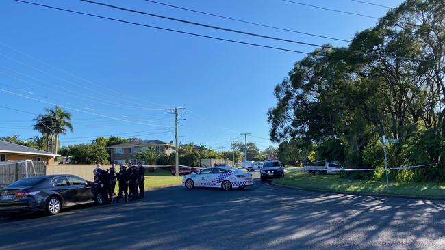 Police are investigating a disturbance at Raceview overnight that resulted in a house fire and a man being seriously injured. Picture: Lachlan McIvor