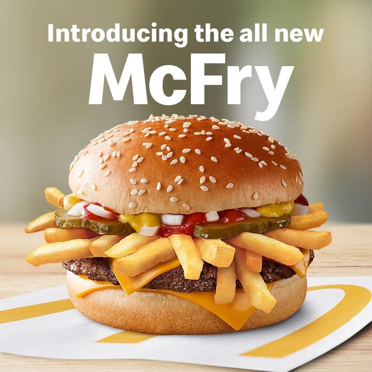 Macca’s pranked Aussies on April Fools’ Day with the McFry burger. Picture: Instagram