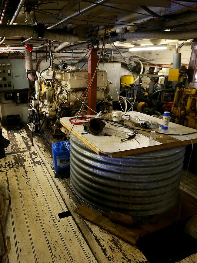 Inside the engine room onboard the Cartela in Franklin.