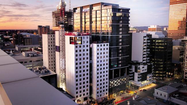 Construction of Wee Hur's $90 million student accommodation tower at 124 Waymouth St, Adelaide. Supplied by Synergy Construct.