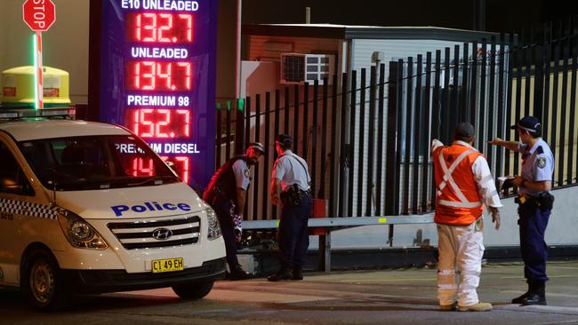 A man has been injured after he crawled into the budget Petrol Station on Regent Street, Chippendale and set fire to two bowsers. Picture: Bill Hearne