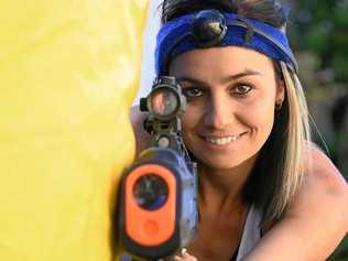 SET PHASERS TO FUN: Dione Carter has found a passion in her mobile laser tag business. TOP LEFT: Dione's mum, Shirley Hodnett, gets in on the action. Picture: Renee Albrecht