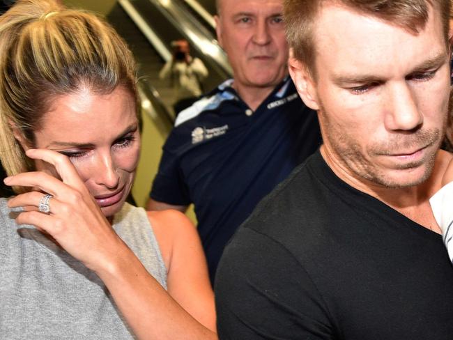 David and Candice after arriving in Sydney. Pic: AAP