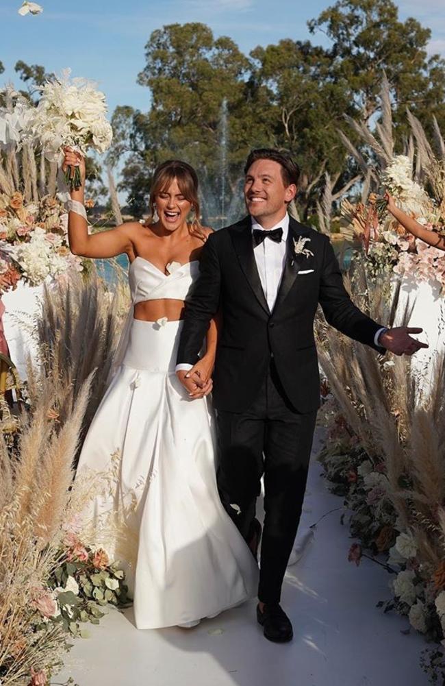 The mega Australian fitness influencer stunned in her less-than traditional wedding dress. Picture: Instagram / Steph Claire Smith