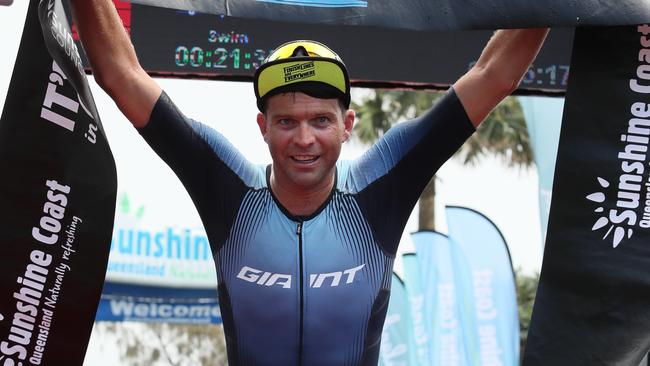 Aaron Royle winning only his second half ironman. Pic: Supplied