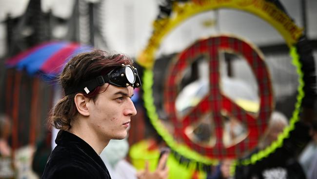 CND activists hold a die-in protest at the North Gate of Her Majesty's Naval Base, Clyde on September 26 in Faslane, Scotland. Picture: Getty