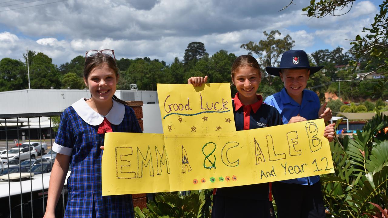 Suncoast Christian College farewells Year 12 students with a guard of honour across the campus.