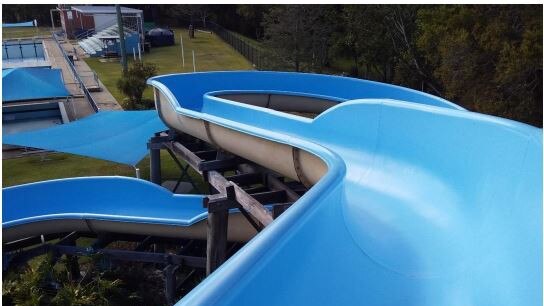 The water slide can be broken into sections before it is transported from the site.