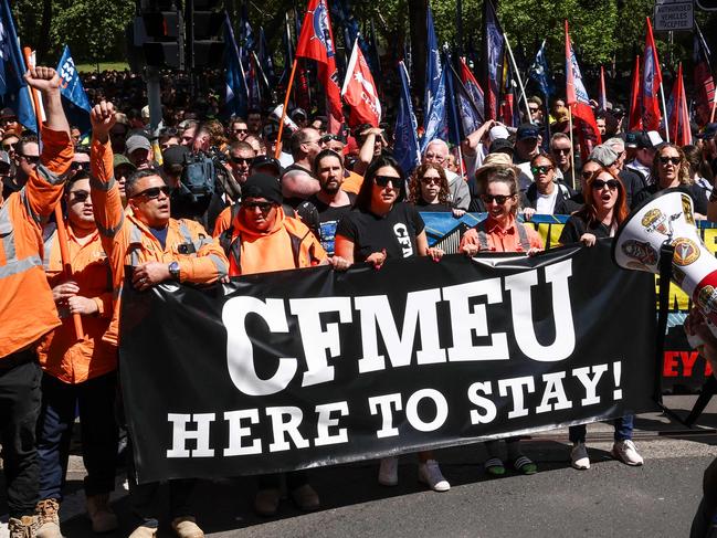 There are calls to reinstate sacked CFMEU union delegates if no specific allegations have been made against them. Picture: David Gray