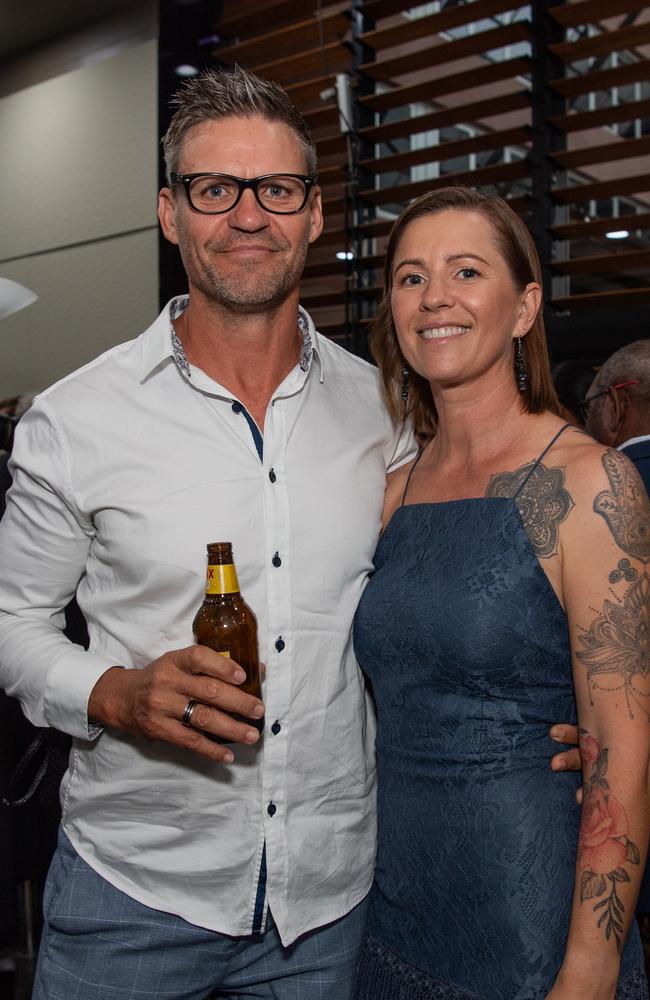 Duncan Macgillivray and Chrissi Macgillivray at the 2023 NRL NT Frank Johnson / Gaynor Maggs medal night. Picture: Pema Tamang Pakhrin