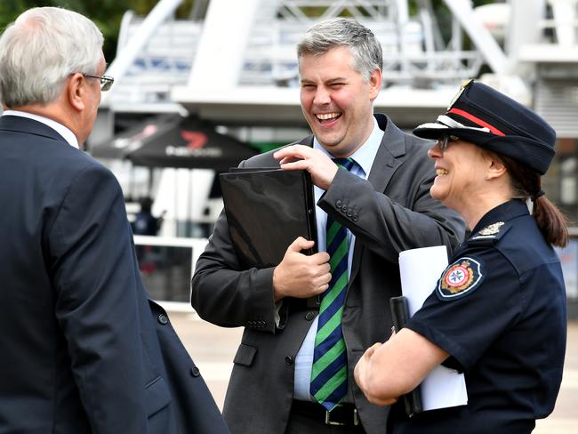 Fire and Emergency Services Minister Mark Ryan at a press conference in South Brisbane. Picture: NCA NewsWire / John Gass