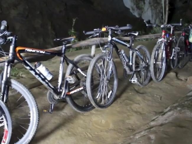 The boys’ bicycles were left outside the cave. Picture: AP