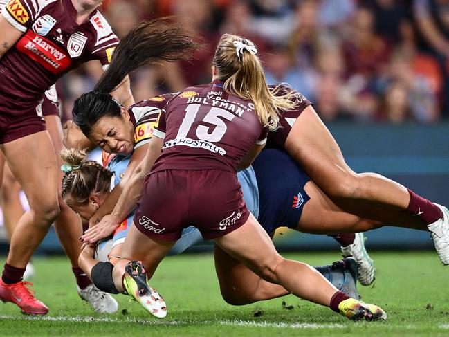 Sophie Holyman makes a tackle. Picture: Hannah Peters/Getty Images