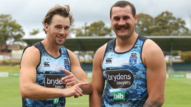 Eels stars Clint Gutherson and Reagan Campbell-Gillard in Origin camp on the NSW Central Coast. Picture: Paul Barkley/LookPro