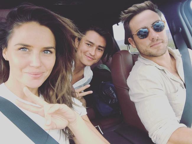 Neighbours stars Jodi Gordon, Tim Kano and Matty Wilson road trip in Los Angeles ... “Love rid’n with these two” Picture: @tim_kano/Instagram