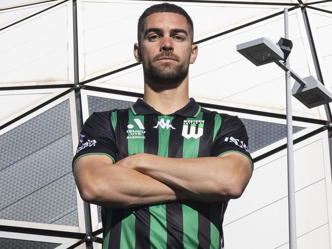 MELBOURNE, AUSTRALIA - OCTOBER 10: Ben Garuccio of Western United poses for a photograph during the Melbourne Victory, Melbourne City & Western United 2024-25 A-League Season Launch Media Event at AAMI Park on October 10, 2024 in Melbourne, Australia. (Photo by Daniel Pockett/Getty Images)