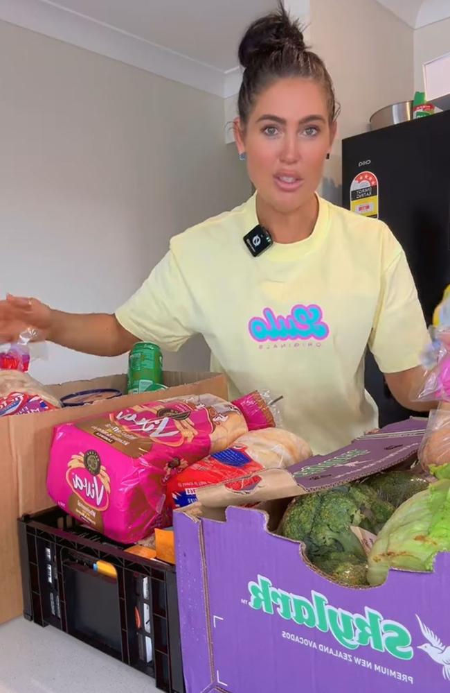 An Aussie mum-of-three has been amazed after scoring hundreds of dollars worth of groceries for just $25. Picture: TikTok/i.am.laciee