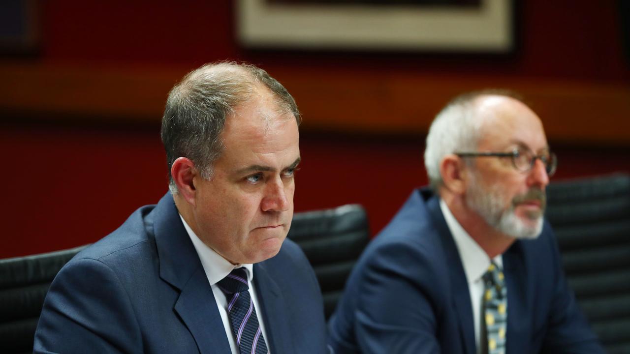 Alan Sunderland and David Anderson appearing before a parliamentary hearing. Mr Sunderland left the ABC in 2019 and led the independent review into the war crimes story.