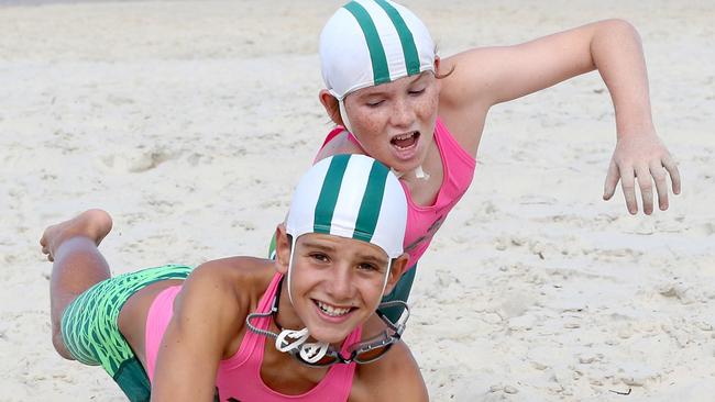 Jax Heaton, 11, and Fynn Andrews, 12, of the North Burleigh SLSC