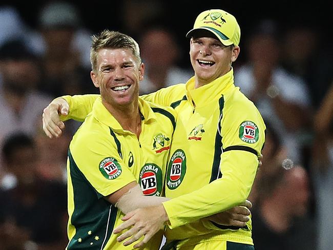 David Warner and Steve Smith in happier times. Picture: Brett Costello