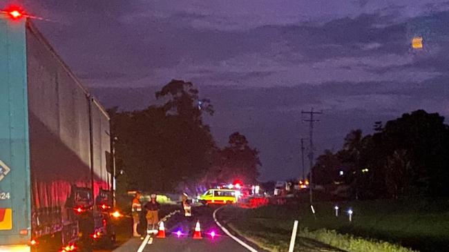 Traffic was backed up on the Bruce Highway after a fatal crash at Deeral. Photo: Arun Singh Mann