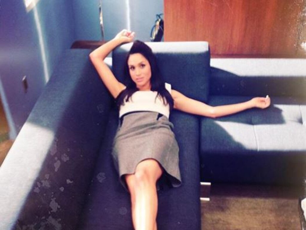 Behind the scenes photo of Meghan Markle on Suits. Picture: Instagram/Patrick Adams